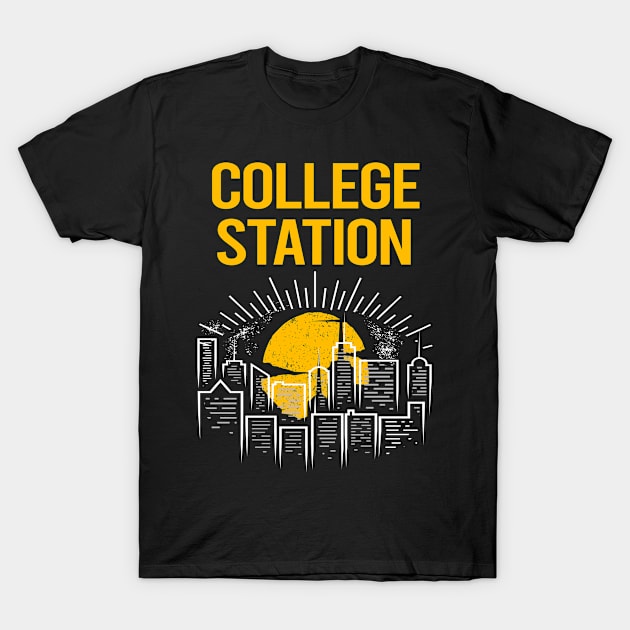 Yellow Moon College Station T-Shirt by flaskoverhand